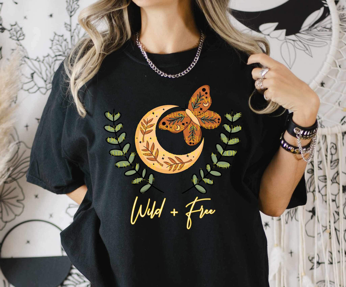 Wild & free moon and moth 23274 DTF transfer