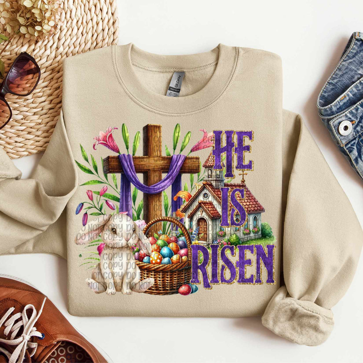He is risen church and bunny (VP) 80915 DTF transfer