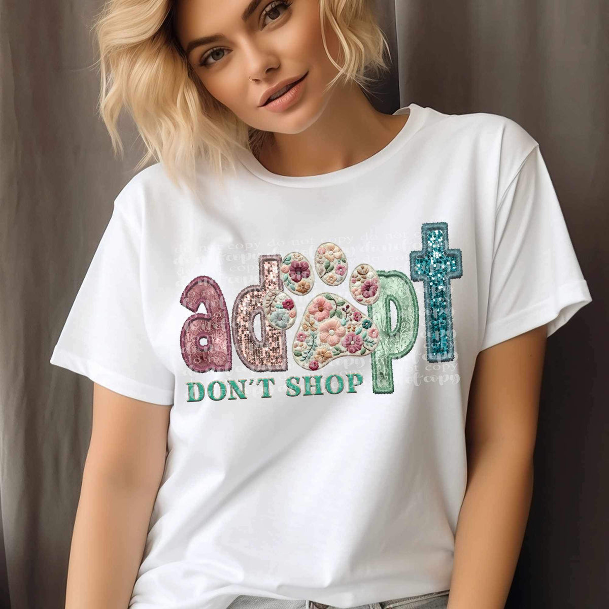 Adopt dont shop embroidery 23262 DTF transfer