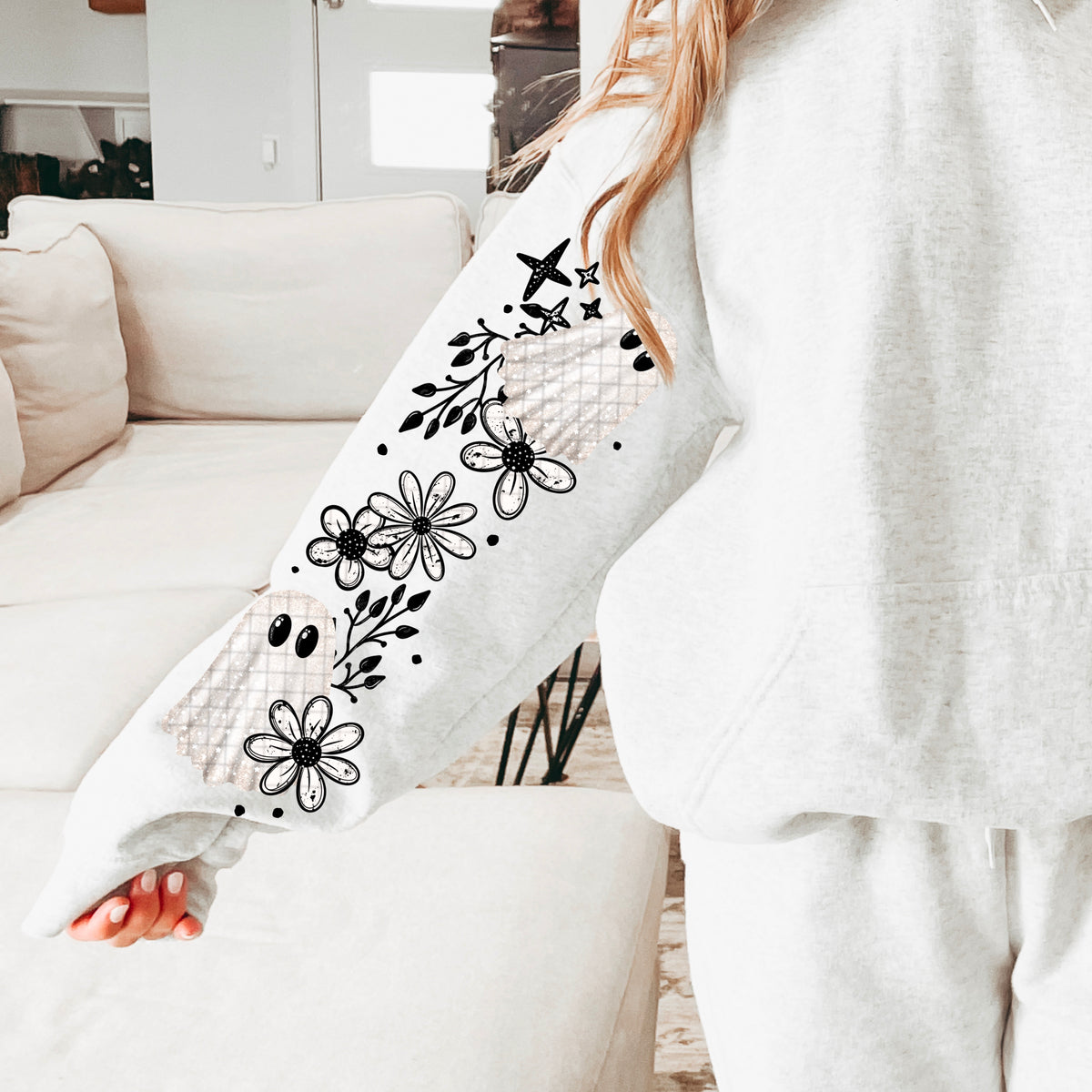 Ghost and Flowers (SET OF TWO SLEEVES) (CSC) DTF Transfer