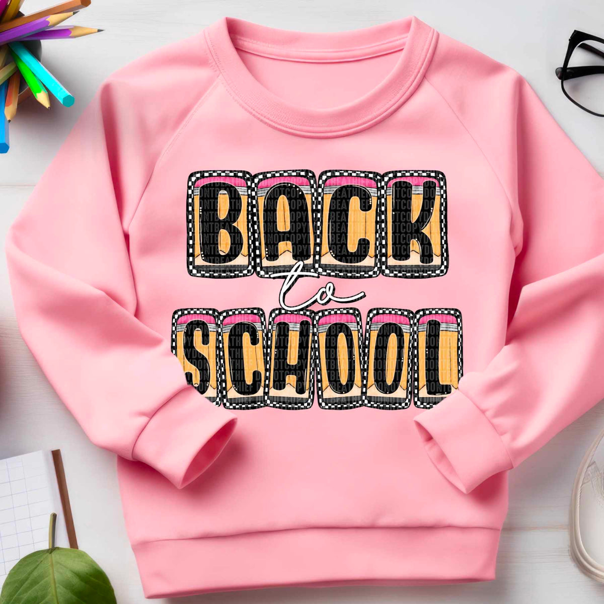 Back to school pencil blocks 32572 DTF transfer