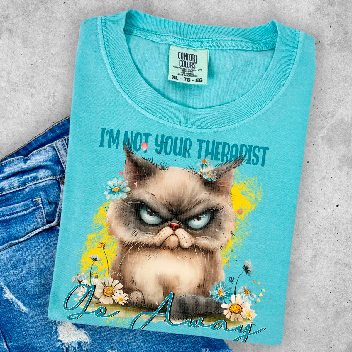 I’m not your therapist go away angry cat 32568 DTF transfer