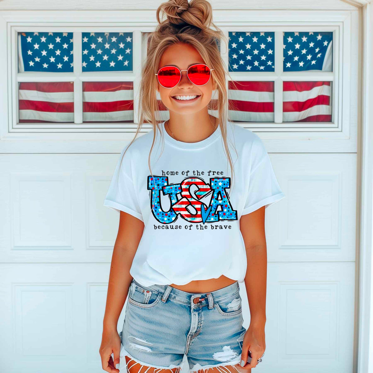 Home of the free because of the brave USA 32529 DTF transfer