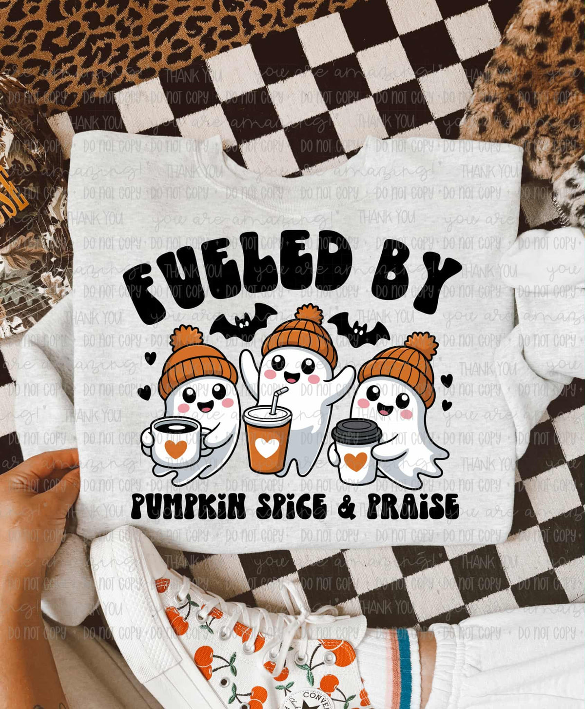 Pumpkin Spice and praise ghosts (oh honey) DTF transfer