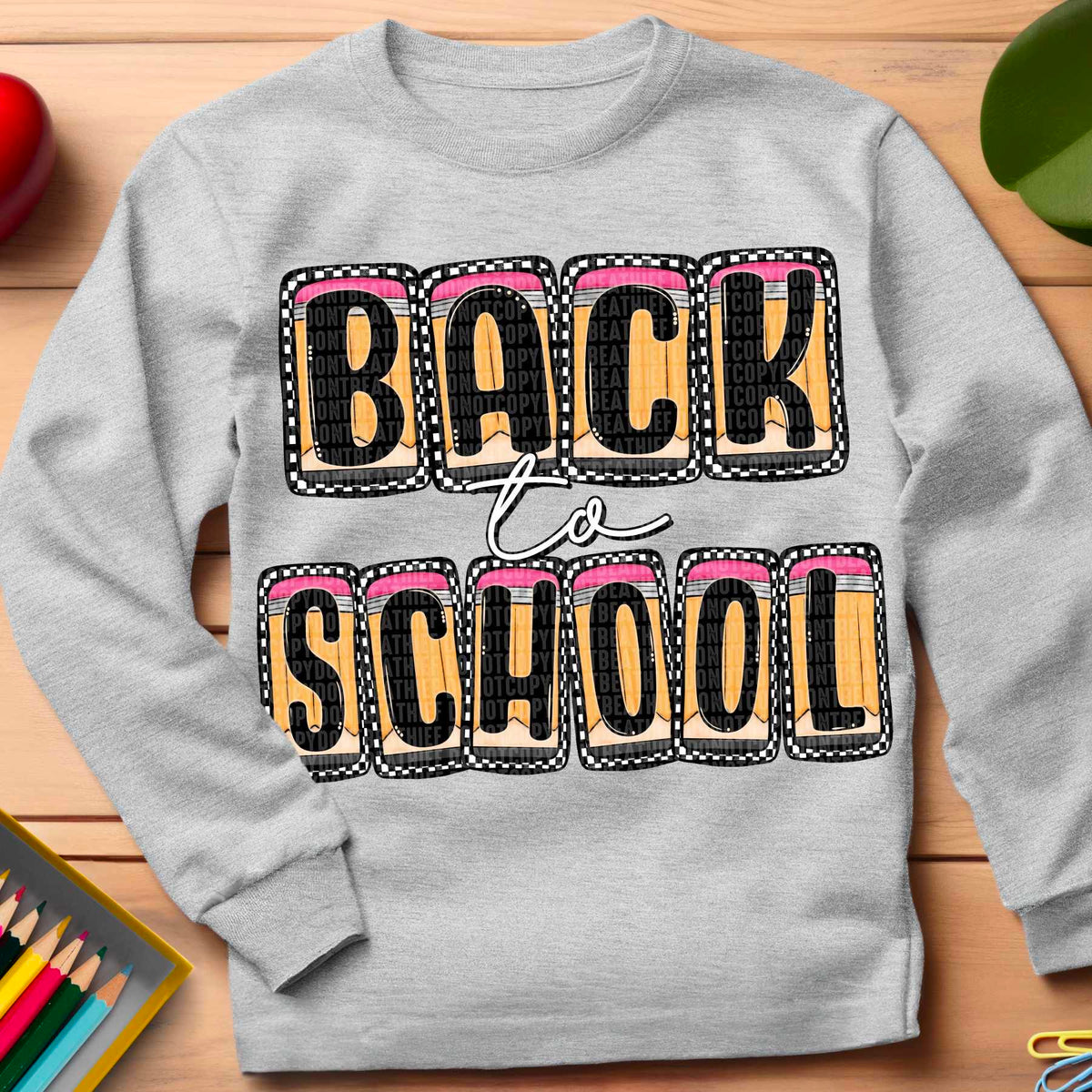 Back to school pencil blocks 32572 DTF transfer
