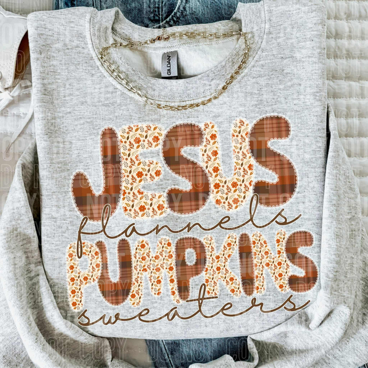 Jesus Flannels Pumpkins Sweaters (SBB) DTF transfer