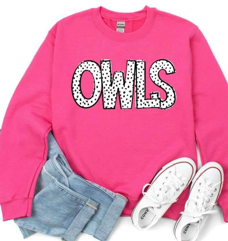 Owls dotted font 23343 DTF transfer