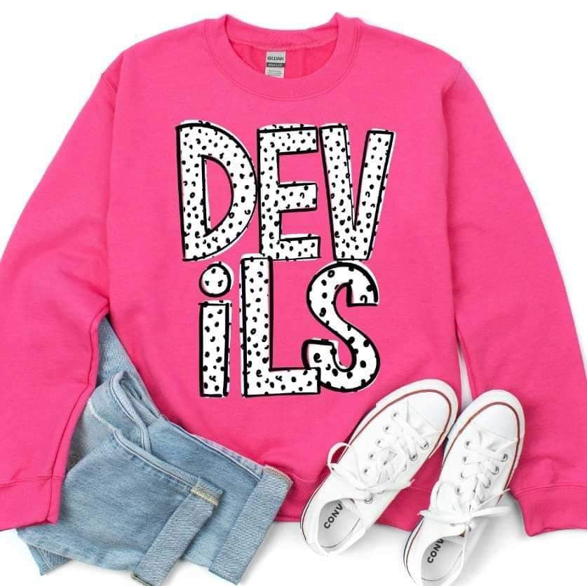 Devils dotted font 23342 DTF transfer