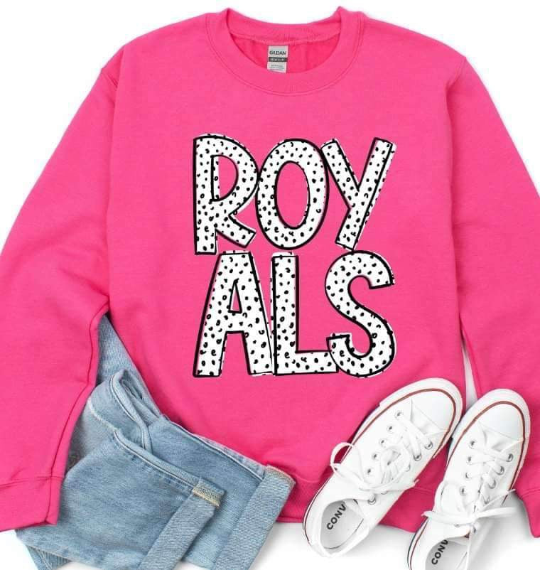 Royals dotted font 23379 DTF transfer