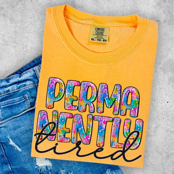 Permanently tired colorful floral 32543 DTF transfer