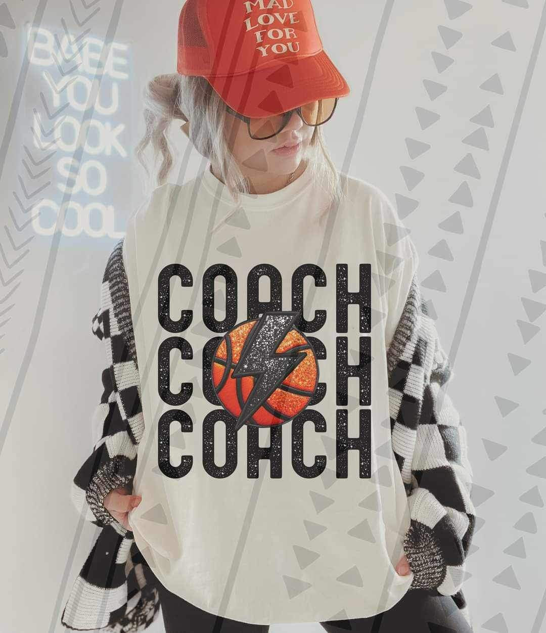 Coach stacked basketball with lightning bolt 23419 DTF transfer