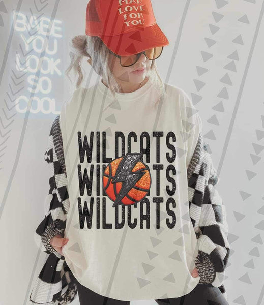 Wildcats stacked basketball with lightning bolt 23416 DTF transfer