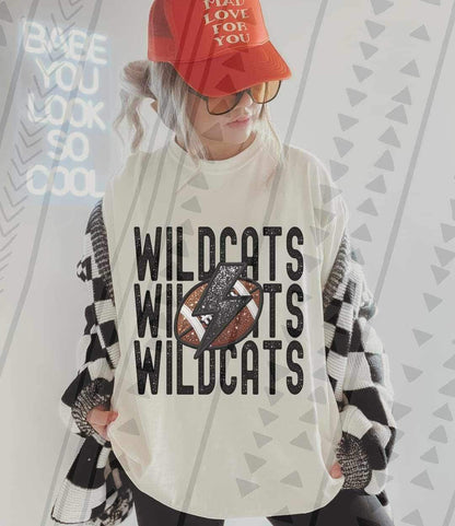 Wildcats stacked football with lightning bolt 23415 DTF transfer