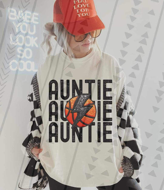 Auntie stacked basketball with lightning bolt 23395 DTF transfer