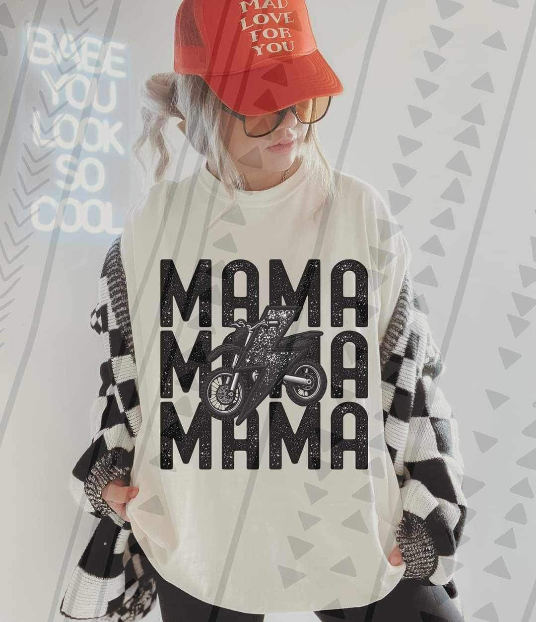 Mama stacked motorcycle with lightning bolt 23389 DTF transfer