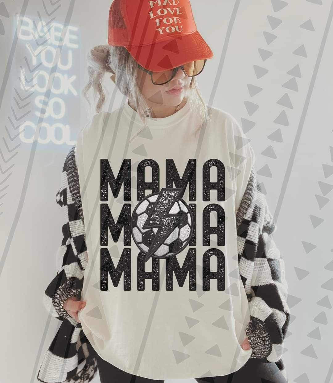 Mama stacked soccer with lightning bolt 23388 DTF transfer