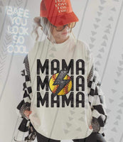 Mama stacked softball with lightning bolt 23387 DTF transfer