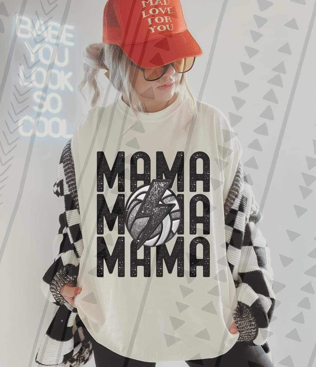 Mama stacked volleyball with lightning bolt 23386 DTF transfer