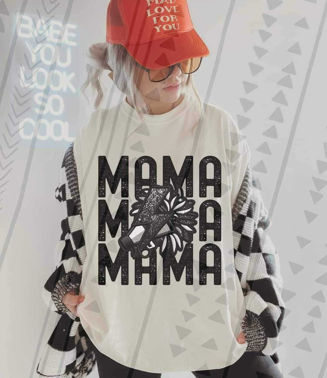 Mama stacked cheer with lightning bolt 23385 DTF transfer