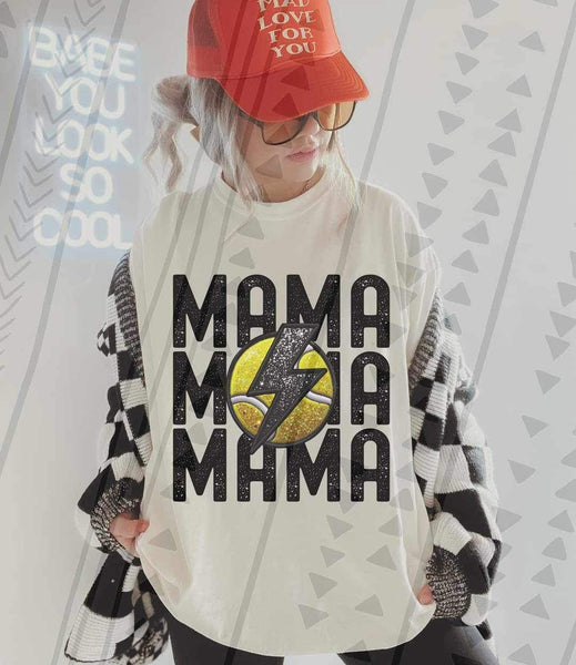 Mama stacked tennis with lightning bolt 23384 DTF transfer