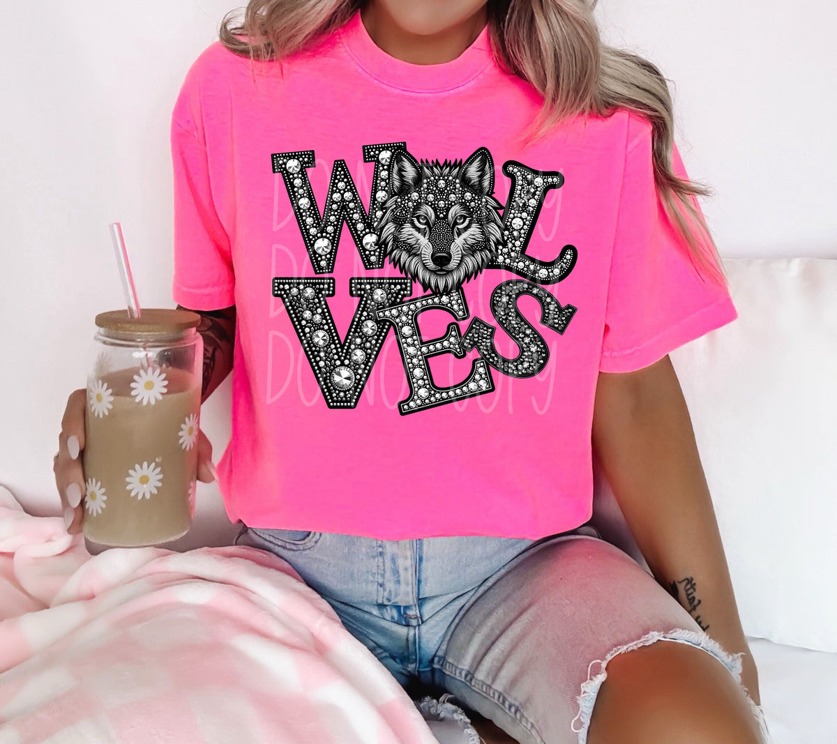 Wolves sequins DTF transfer