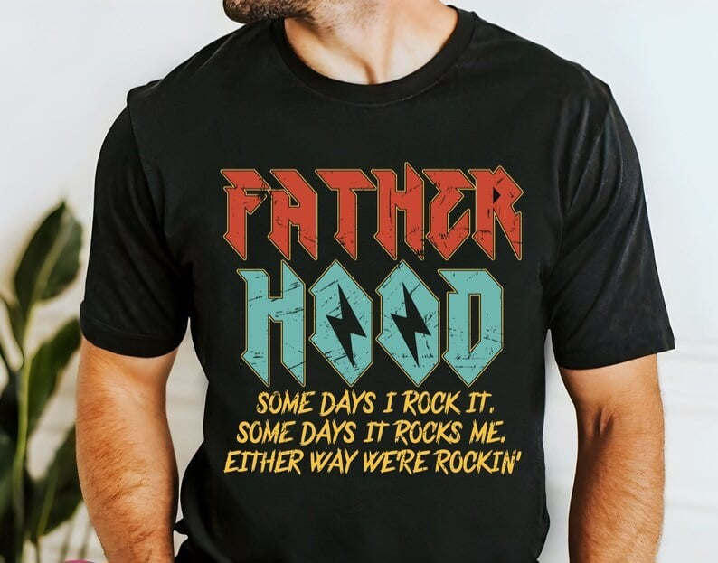 Fatherhood some days i rock it (orange blue YELLOW font) 32559 DTF transfer
