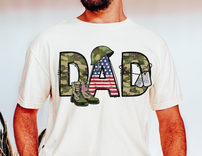 Dad military camo font 32557 DTF transfer