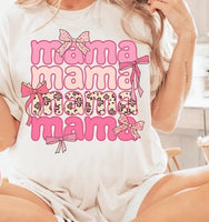 Mama stacked pink and floral with bows 32540 DTF transfer