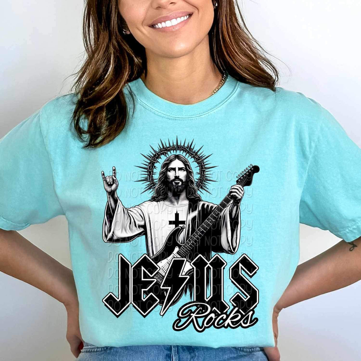 Jesus rocks (jesus with guitar) 23434 DTF transfer