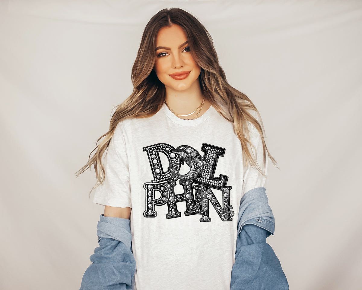 Dolphins sequins DTF transfer