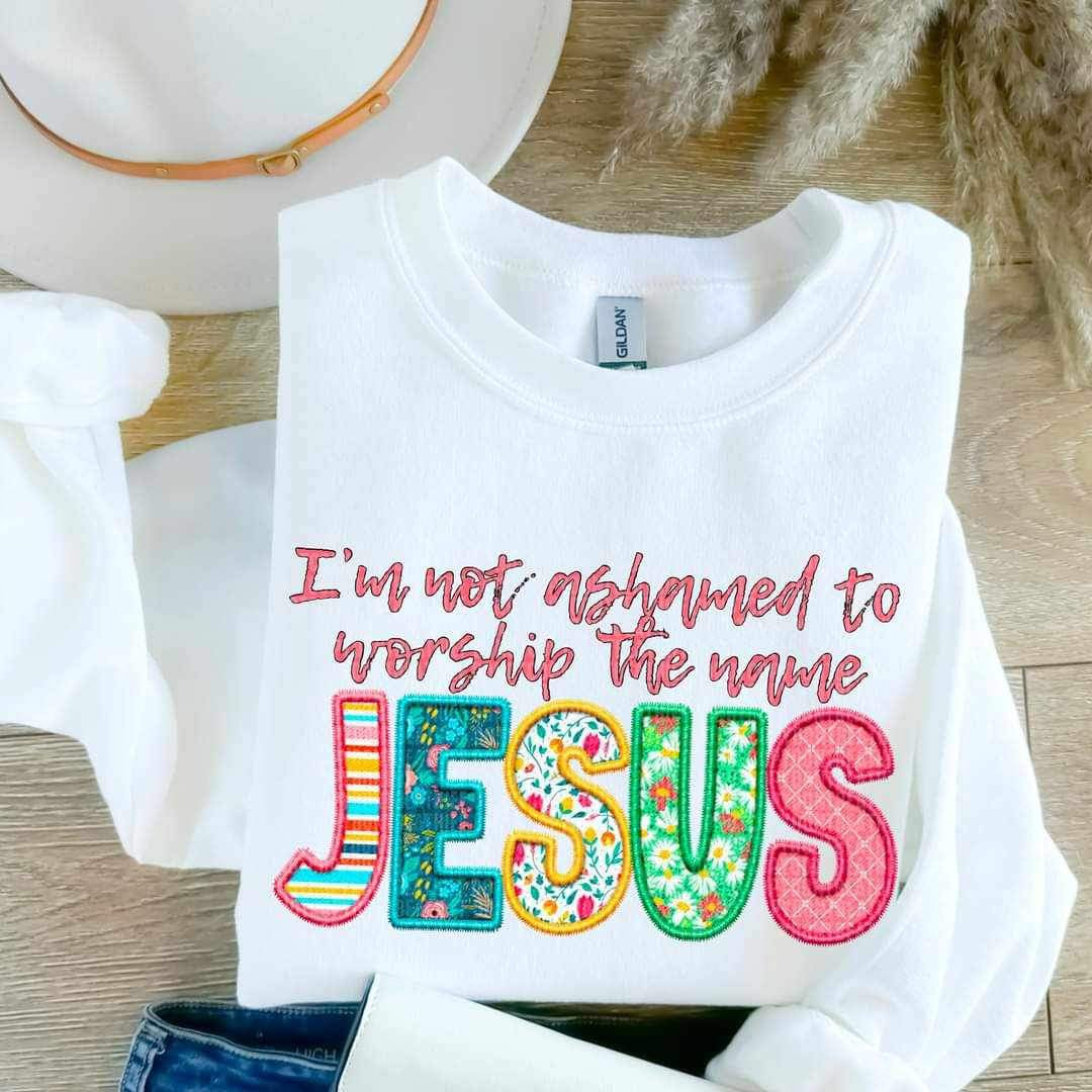 I’m not ashamed to worship the name jesus patterned 23435 DTF transfer