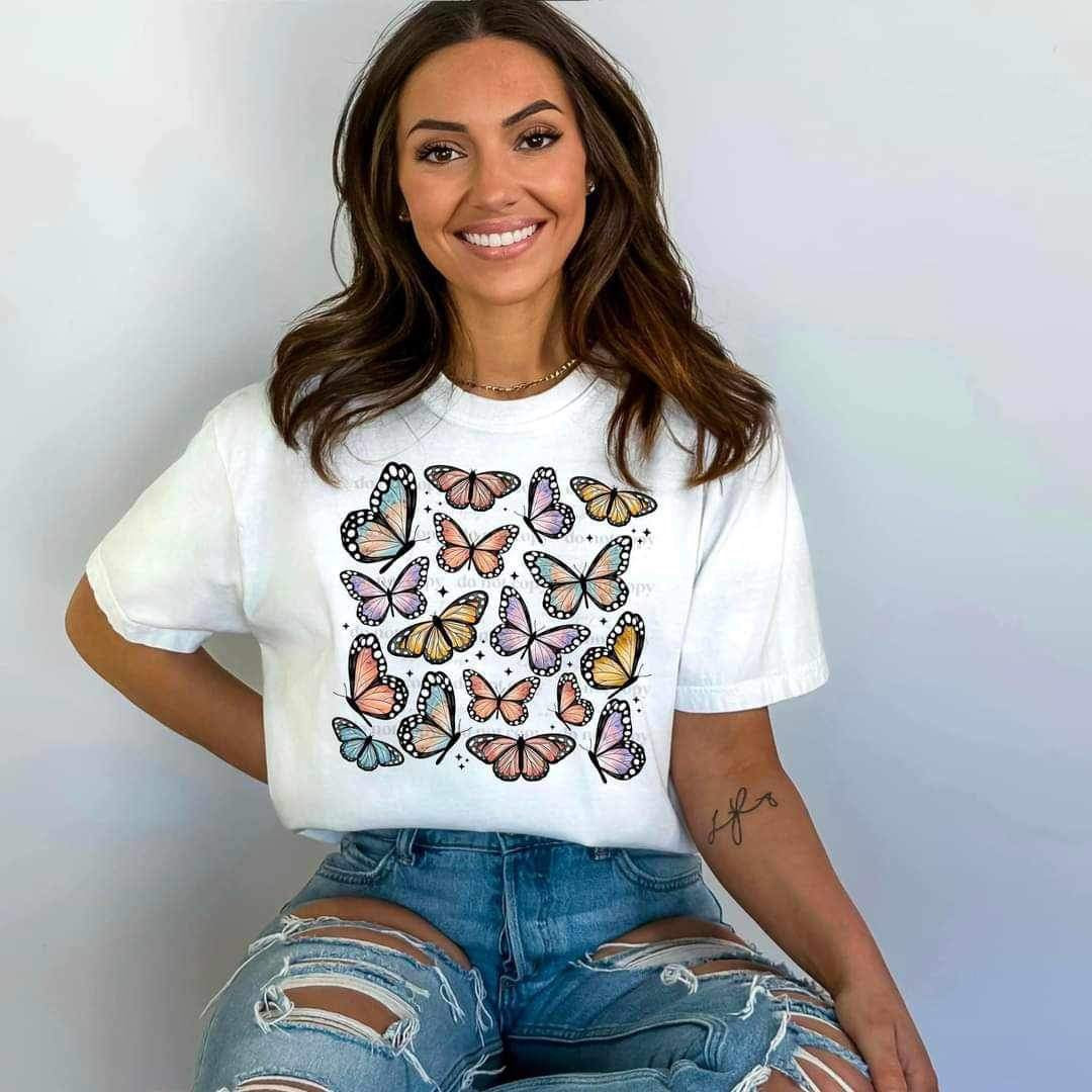 Multicolor butterfly collage 23436 DTF transfer