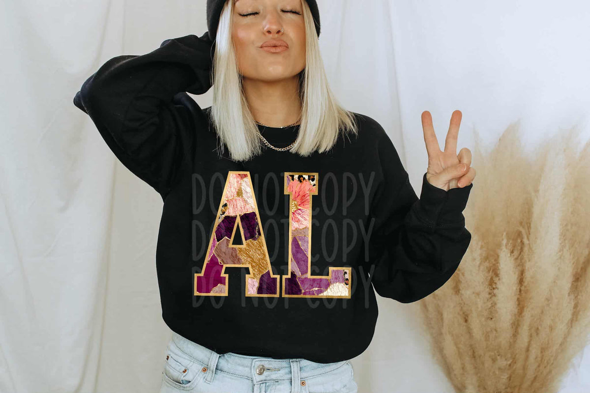 Alabama Floral and gold state PH DTF Transfer