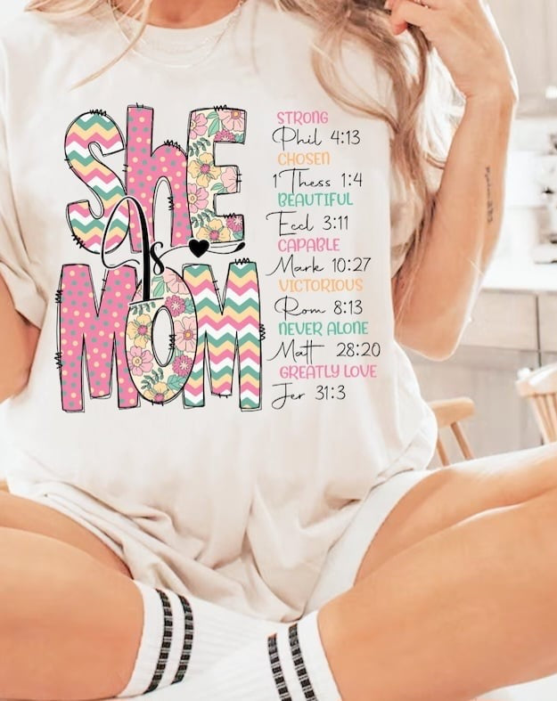She is mom pink green yellow 32533 DTF transfer