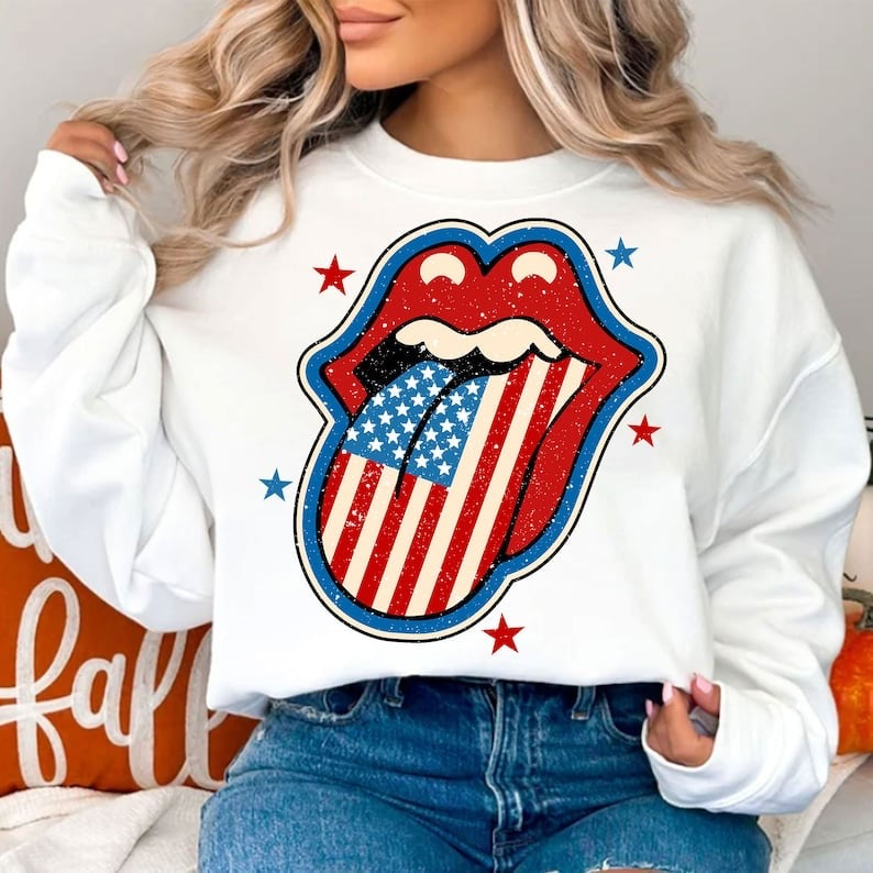 Patriotic tongue DISTRESSED 32526 DTF transfer