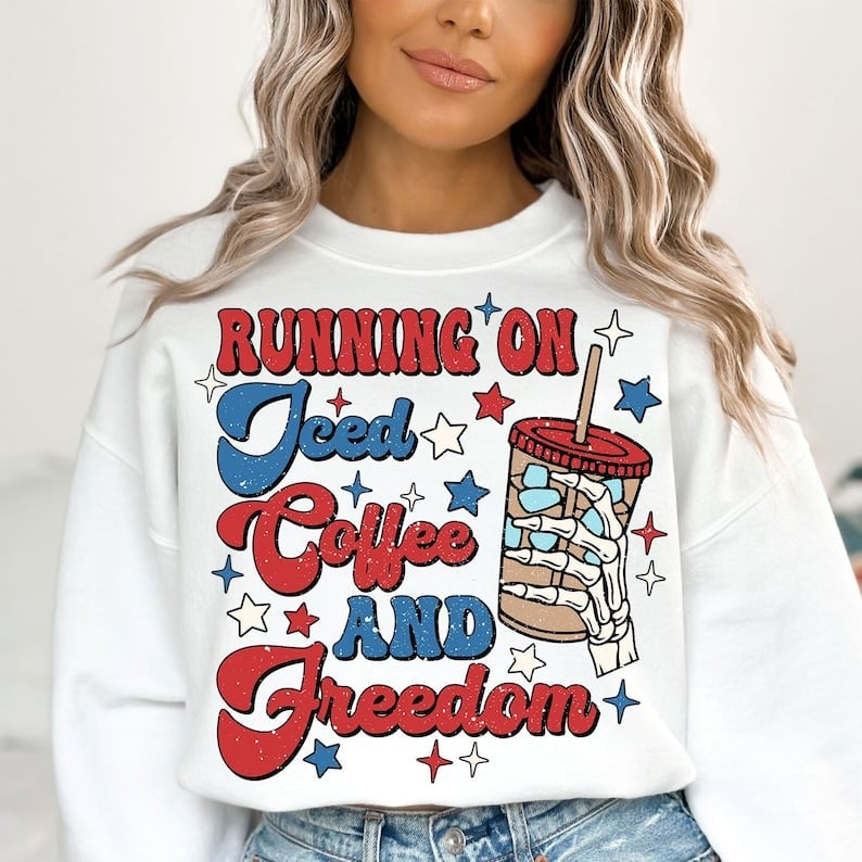 Running on iced coffee and freedom GRUNGE 32519 DTF transfer