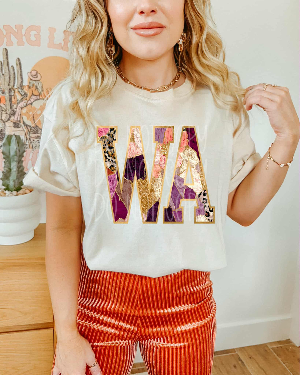 Washington Floral and gold state PH DTF Transfer