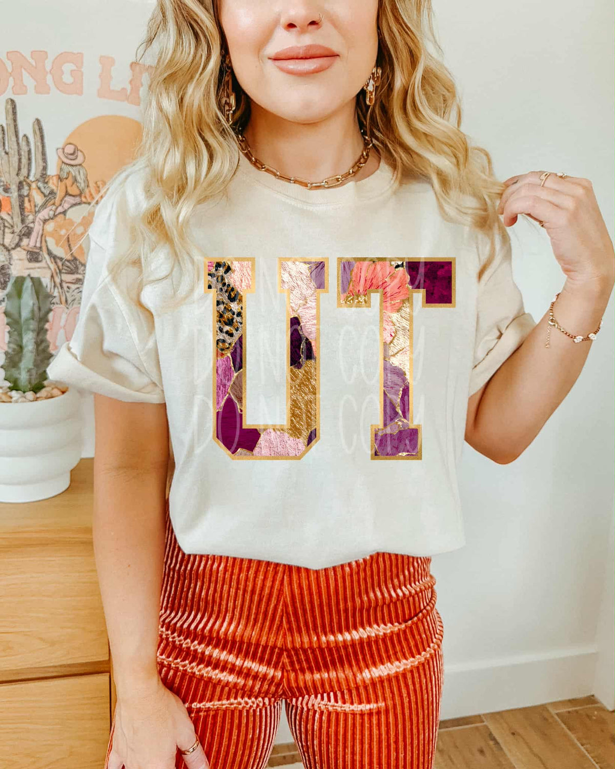 Utah Floral and gold state PH DTF Transfer