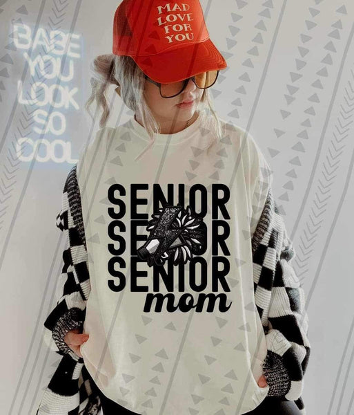 Senior mom stacked with cheer and lightning bolt 23452 DTF transfer