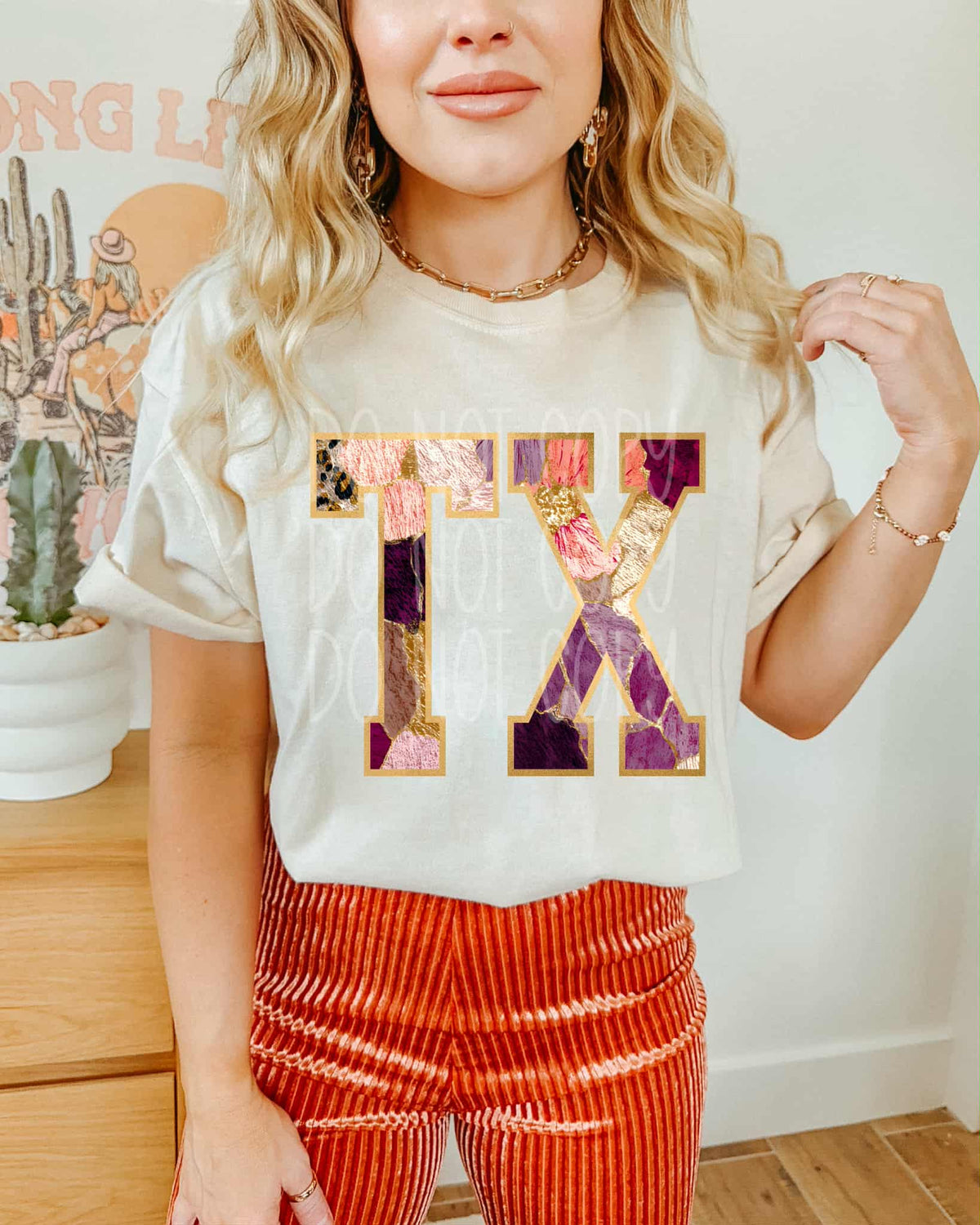 Texas Floral and gold state PH DTF Transfer