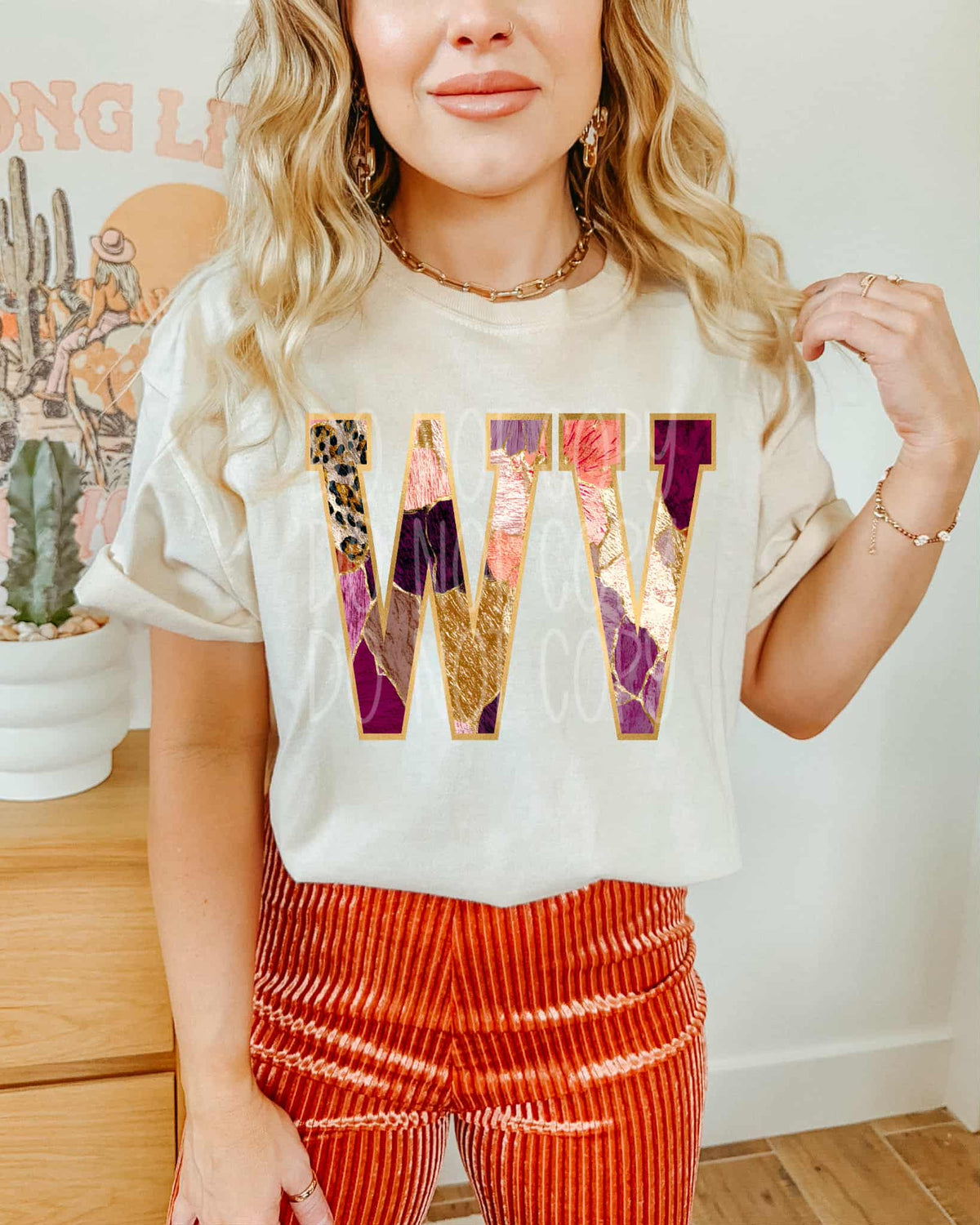 West Virginia Floral and gold state PH DTF Transfer