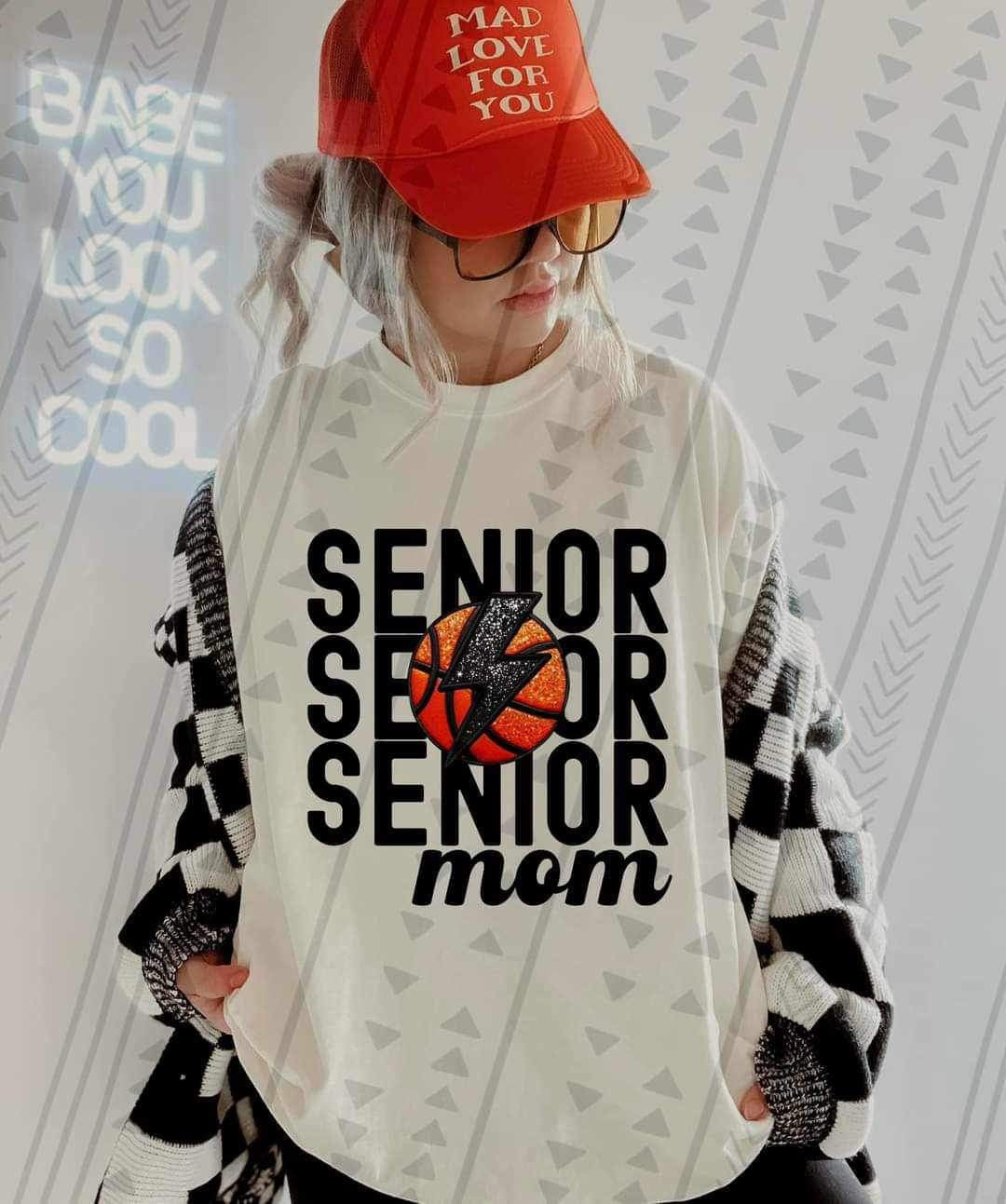 Senior mom stacked with basketball and lightning bolt 23449 DTF transfer