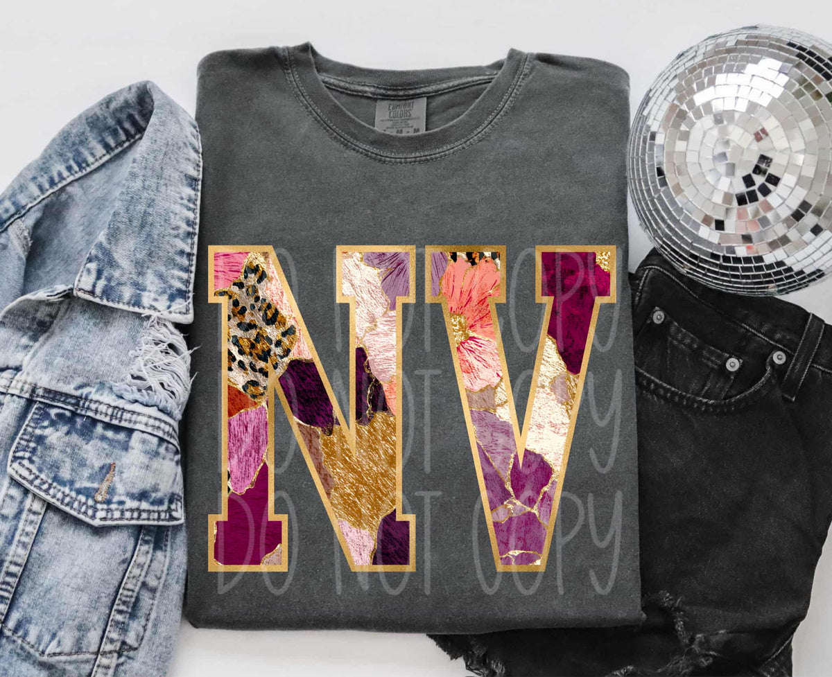 Nevada Floral and gold state PH DTF Transfer