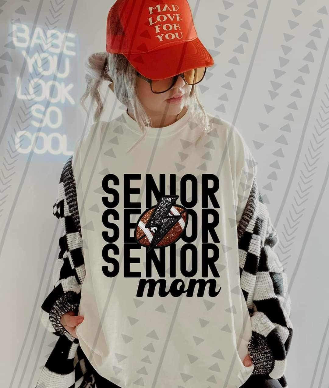 Senior mom stacked with football and lightning bolt 23447 DTF transfer