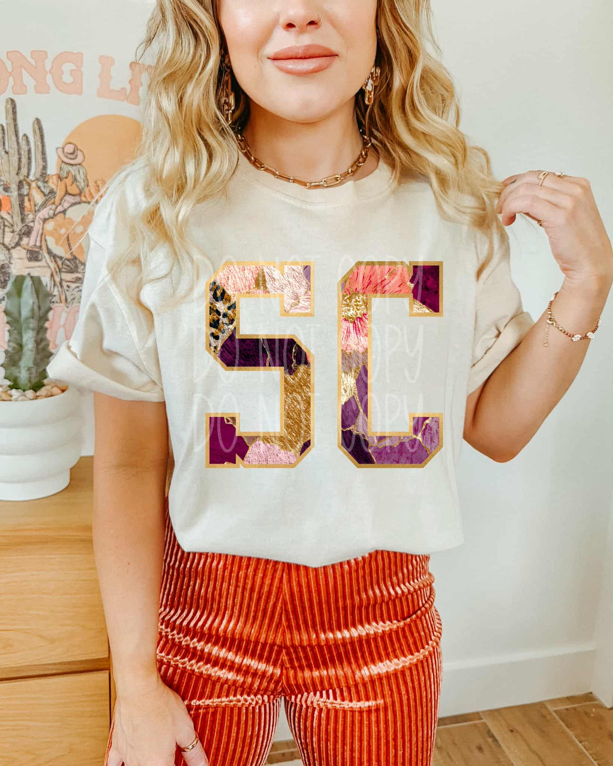 South Carolina Floral and gold state PH DTF Transfer