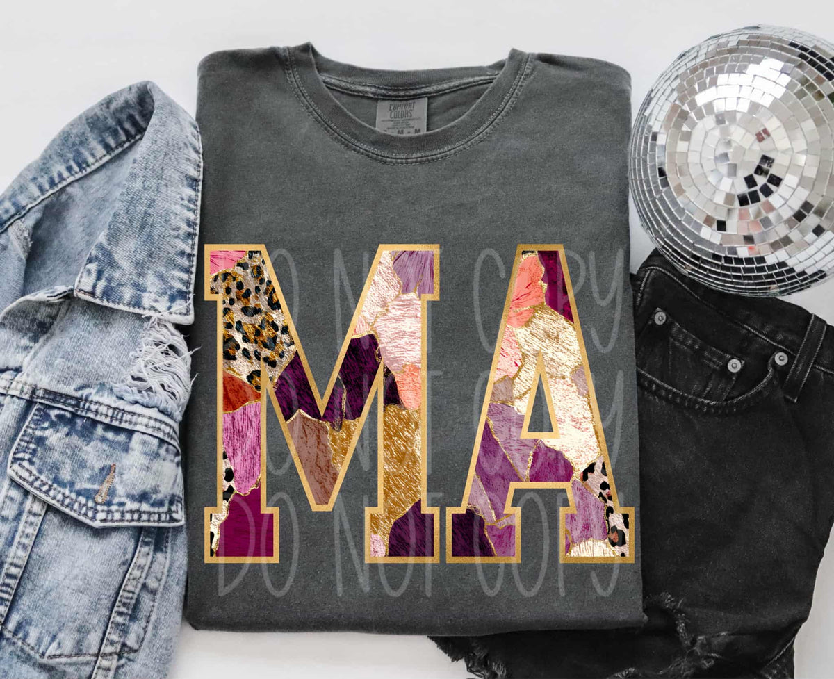 Massachusetts Floral and gold state PH DTF Transfer