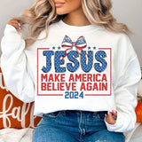 Jesus make america believe again frame GRUNGE 32515 DTF transfer