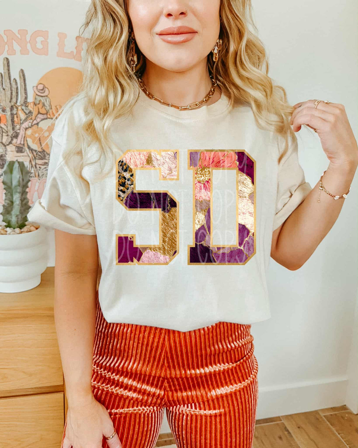 South Dakota Floral and gold state PH DTF Transfer