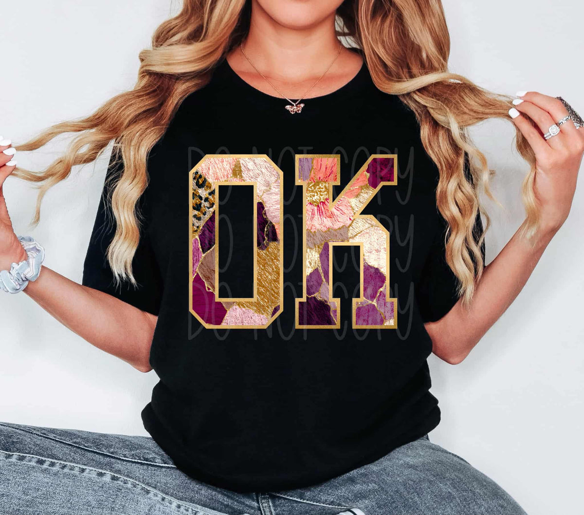 Oklahoma Floral and gold state PH DTF Transfer