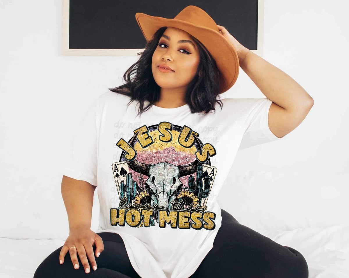 Jesus love this hot mess 23484 DTF transfer